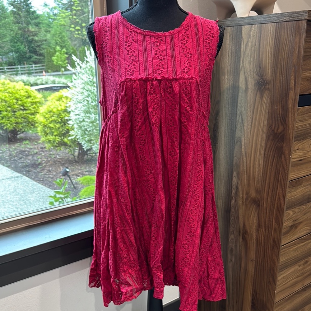 Free People Red Lace Dress M
